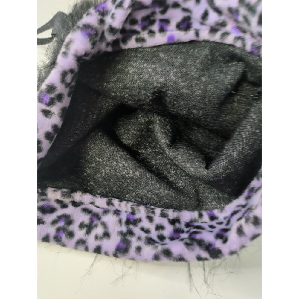 Vintage 90s Y2K Frangi Faux Fur & Purple Leopard Drawstring Backpack Bag - Picture 5 of 7